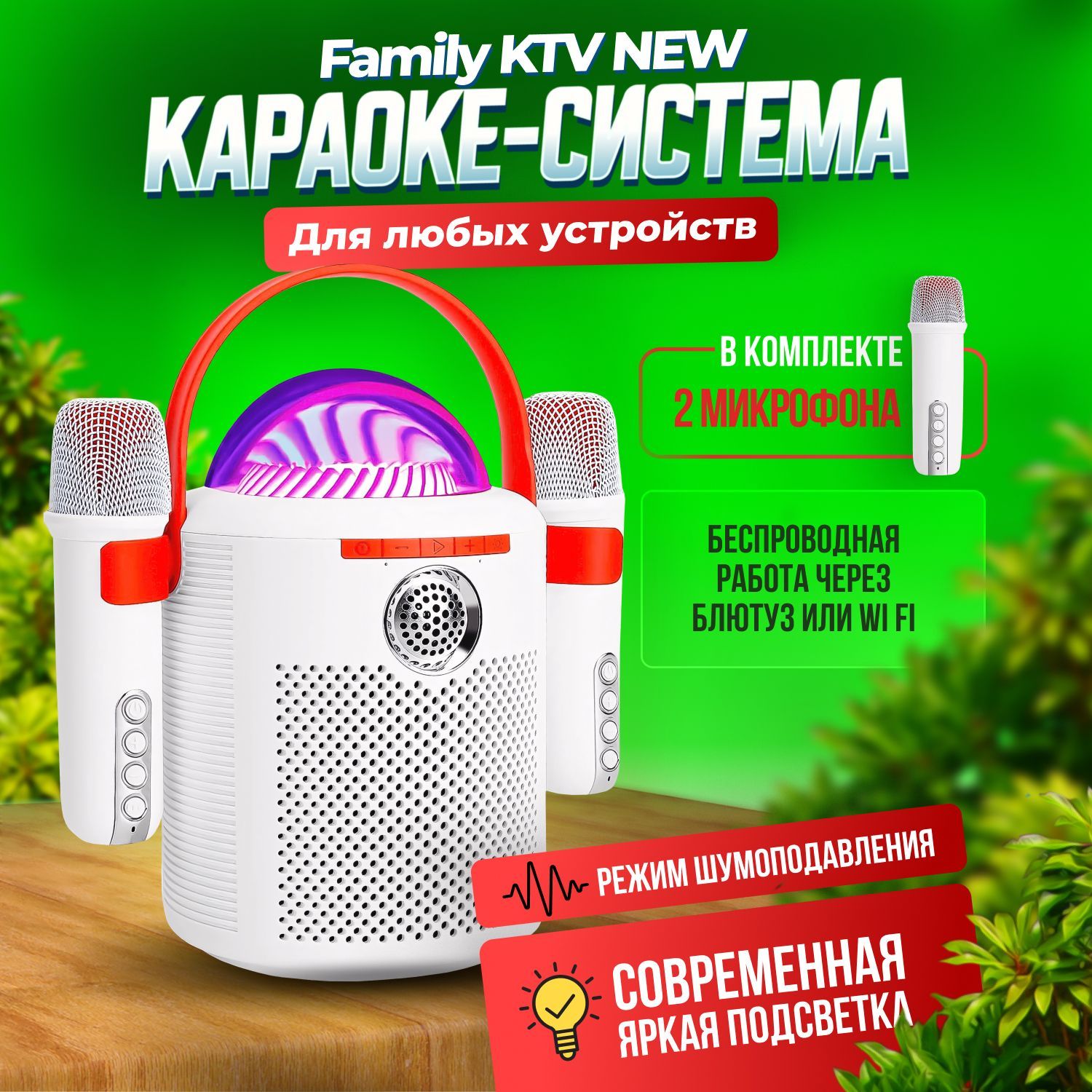 Караоке-система с функцией записи Family KTV / 2 беспроводных микрофона в  комплекте - купить с доставкой по выгодным ценам в интернет-магазине OZON  (1103004270)