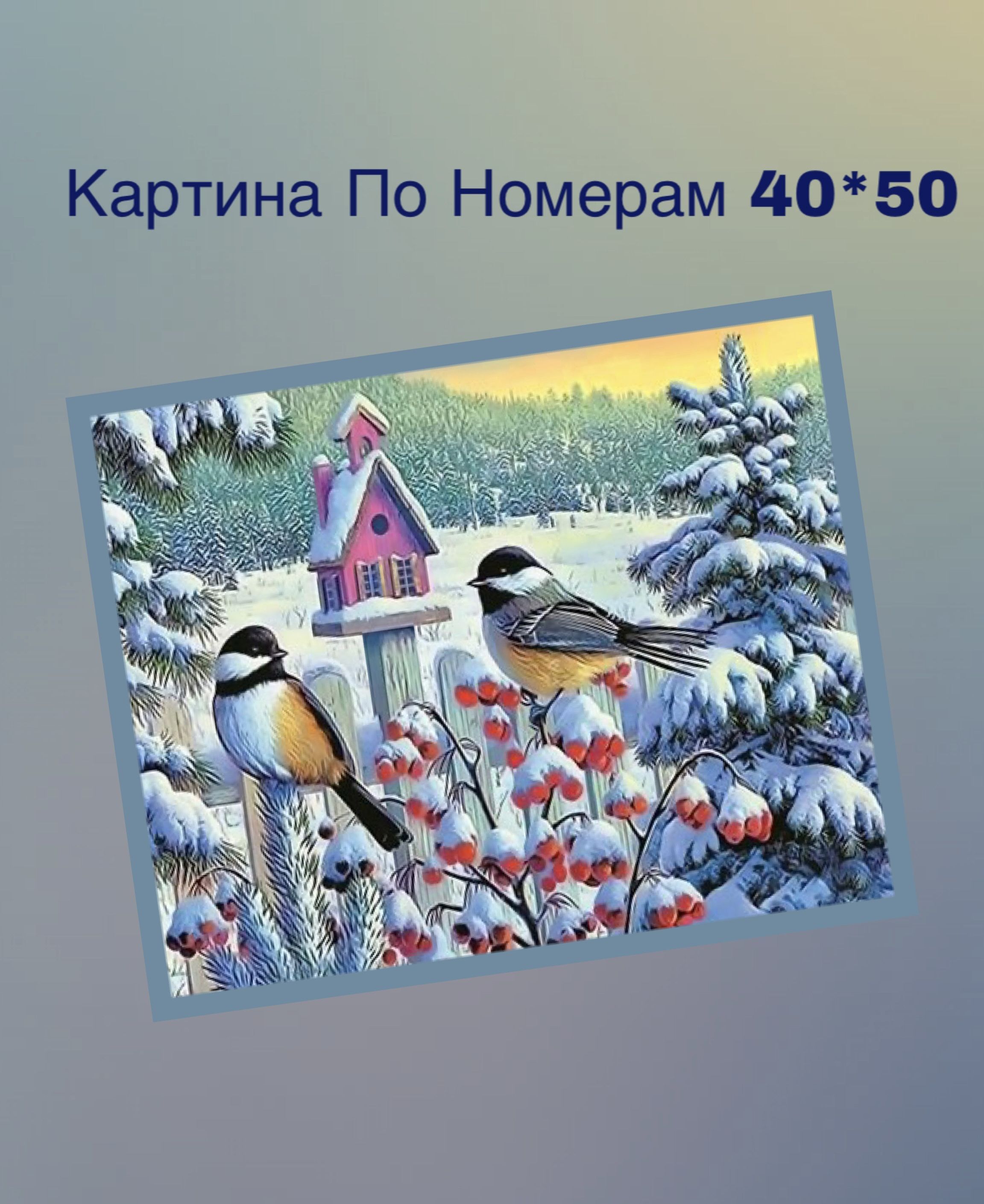 Русская живопись Набор для творчества Рисование по номерам Снегири 50х40