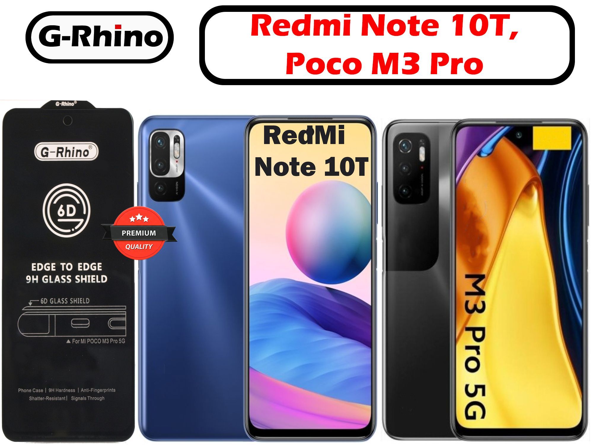 ЗащитноестеклоG-RhinoдляXiaomiRedmiNote10T,Redmi10(2022)иPocoM3Pro