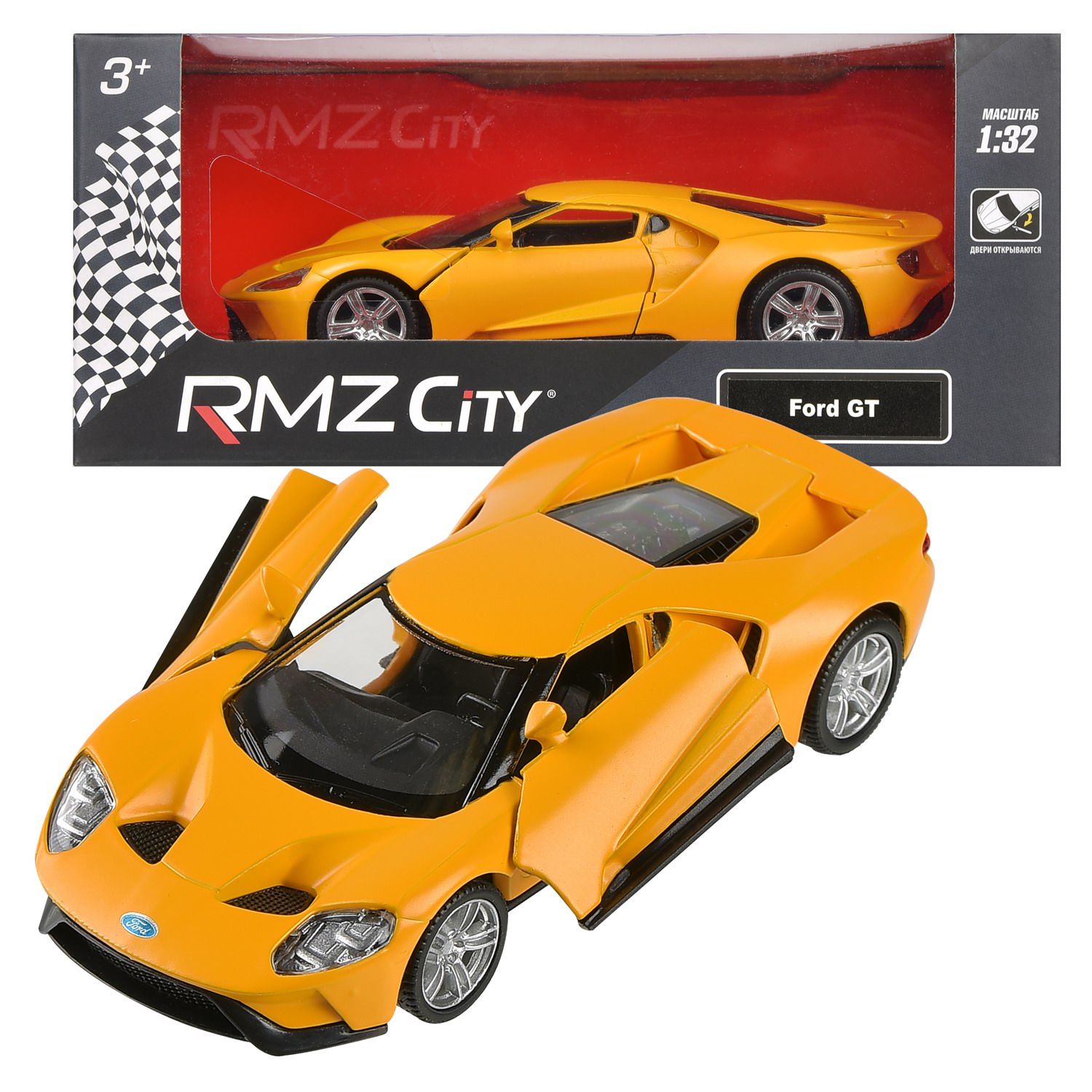 Машина металлическая RMZ City 1:32 Ford GT 2019, инерционный механизм, двери  открываются, желтый матовый цвет. - купить с доставкой по выгодным ценам в  интернет-магазине OZON (1261163090)