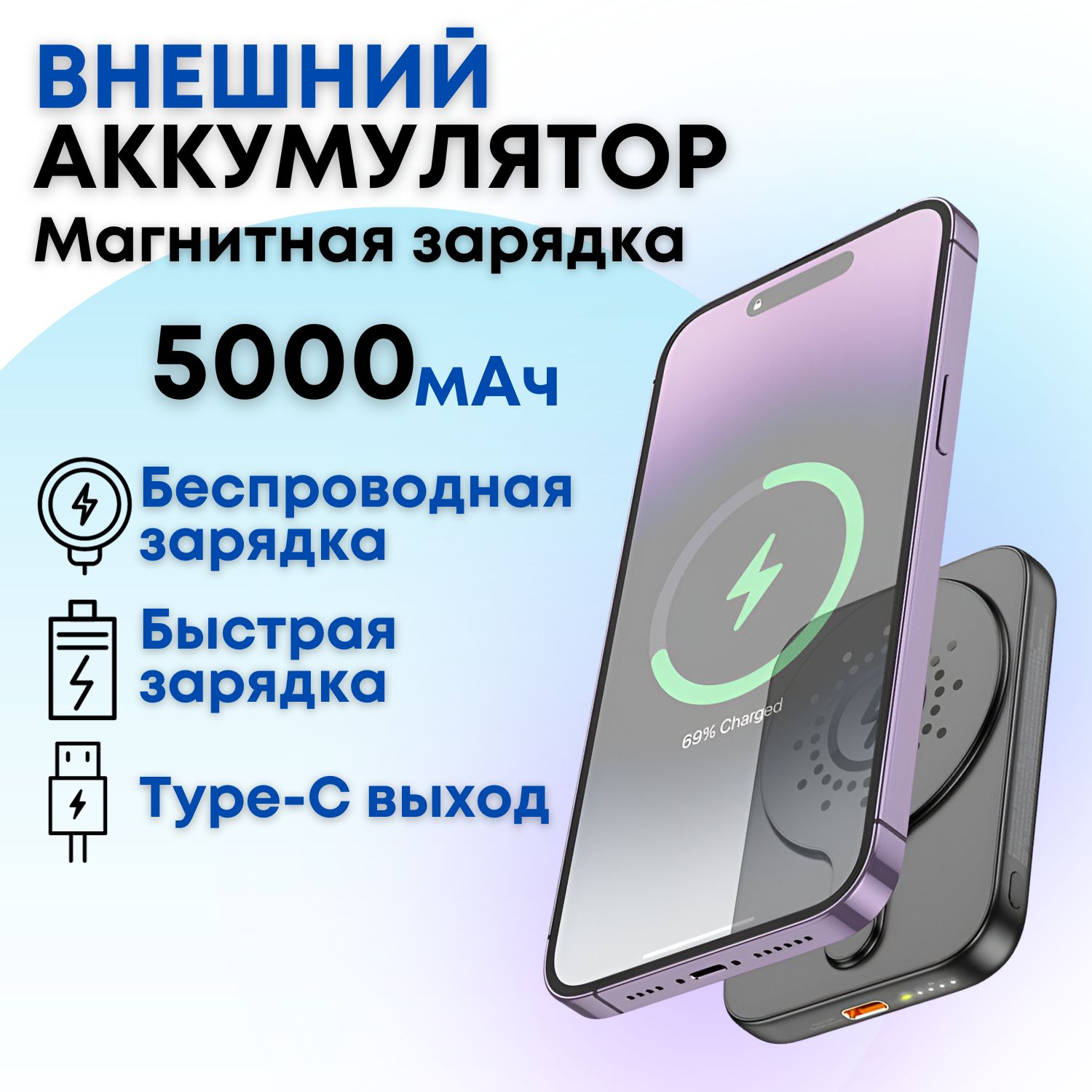 Внешний аккумулятор (Power Bank) hoco JJJ_USB Type-C - купить по выгодным  ценам в интернет-магазине OZON (1285851892)