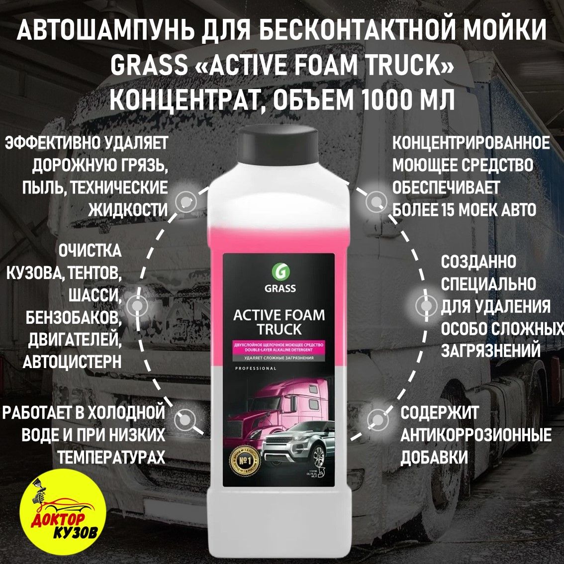 GRASS Автошампунь для бесконтактной мойки / активная пена Active Foam Truck  1л 113190