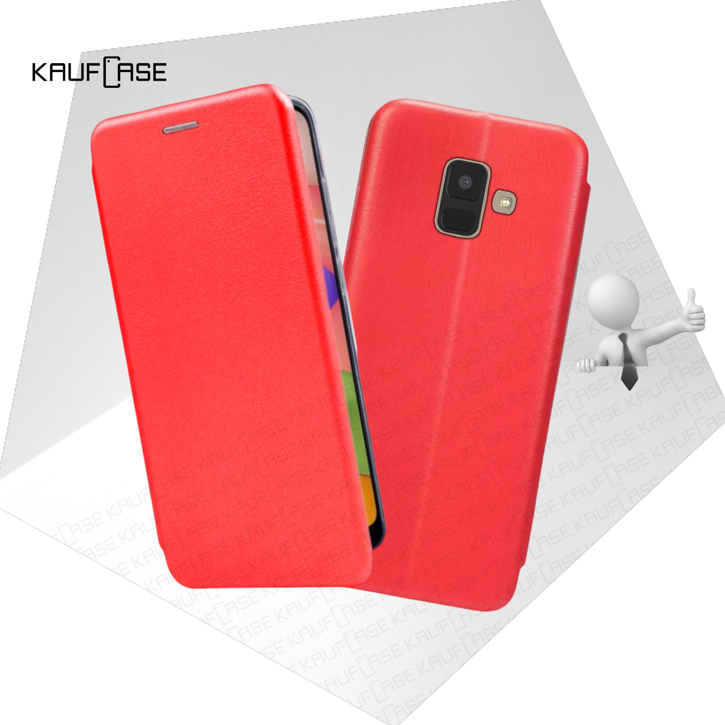 Чехол книжка KaufCase для телефона Samsung A6 2018 (A600) (5.6"), красный. Трансфомер