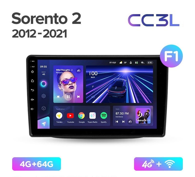 МагнитолаTEYESKIASORENTO2012-2021г.CC3L4/64ГБAndroid10,8-ядерныйпроцессор,IPSэкран,DSP,4Gмодем,чип-усилительEN7388,радиочипSI4755