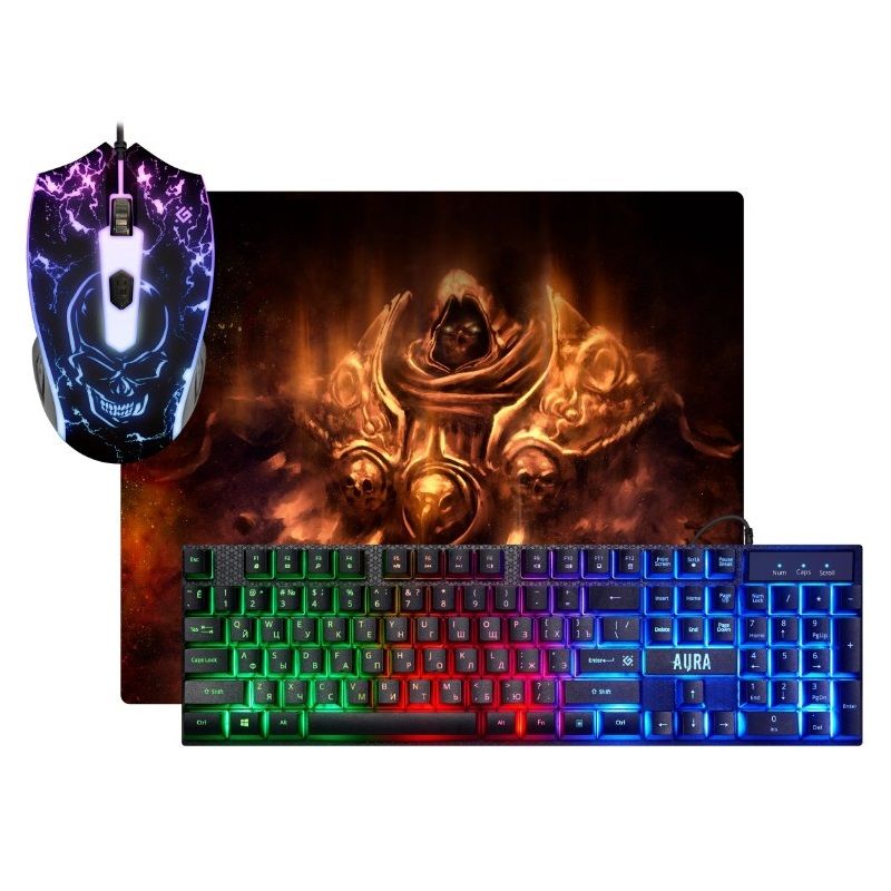 Игровые наборы клавиатура мышь коврик. Игровой комплект Defender Aura MKP-117. Игровой набор Defender Aura MKP-117 ru,Light,мышь + клавиатура + ковер. Игровой набор Дефендер Аура. Игровой набор клавиатура мышь коврик Defender