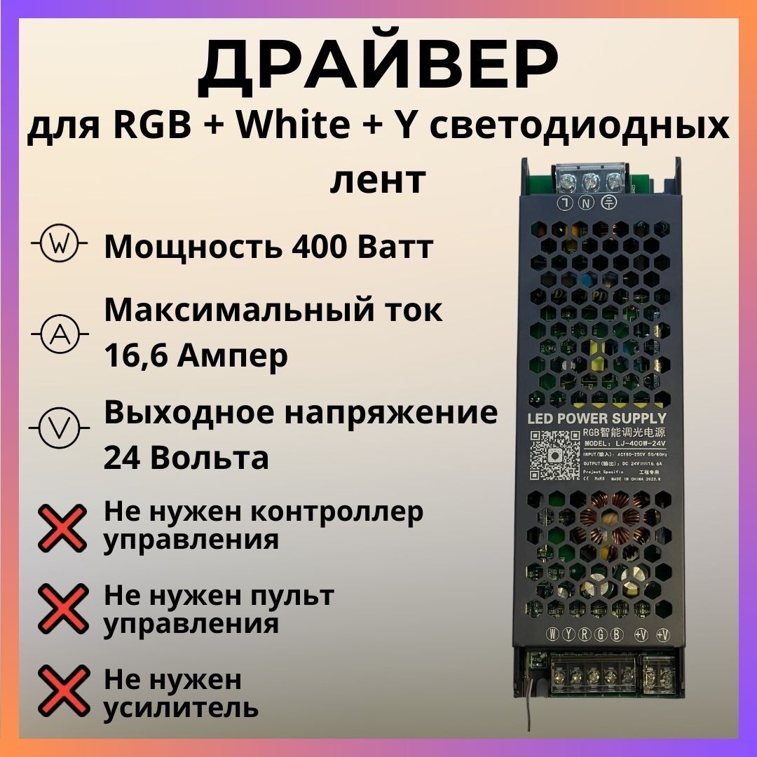 Драйвер400ватт+КонтроллерRGBWиССТсуправлениемсветодиоднойлентойчерезBluetooth