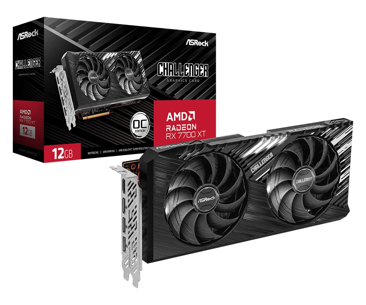 ASRock Видеокарта Radeon RX 7700 XT RX7700XT Challenger 12GB OC, RTL 12 ГБ (RX7700XT CL 12GO)