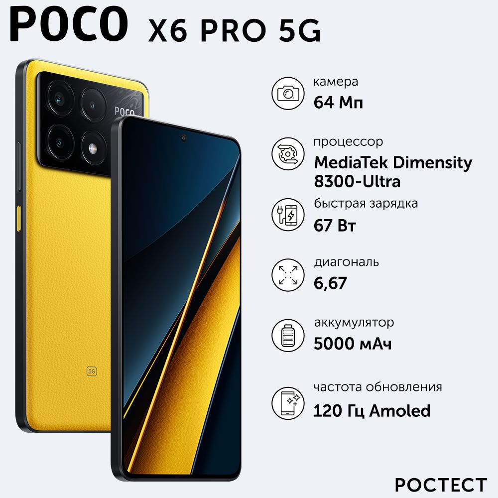 Смартфон Poco X6 Pro 5G - купить по выгодной цене в интернет-магазине OZON  (1421753683)