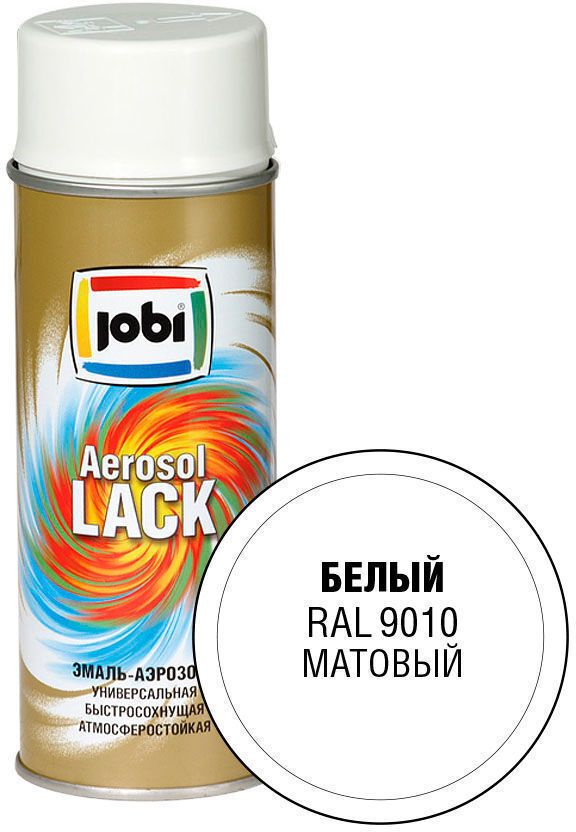 JOBI Аэрозольная краска Быстросохнущая, Матовое покрытие, 0.4 л, 0.4 кг, белый  #1