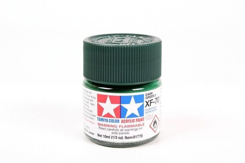 Краска акриловая XF-70 DARK GREEN 2 FLAT, ACRYLIC PAINT MINI 10 ML. (ТЁМНЫЙ ЗЕЛЁНЫЙ 2 МАТОВЫЙ) 81770 #1