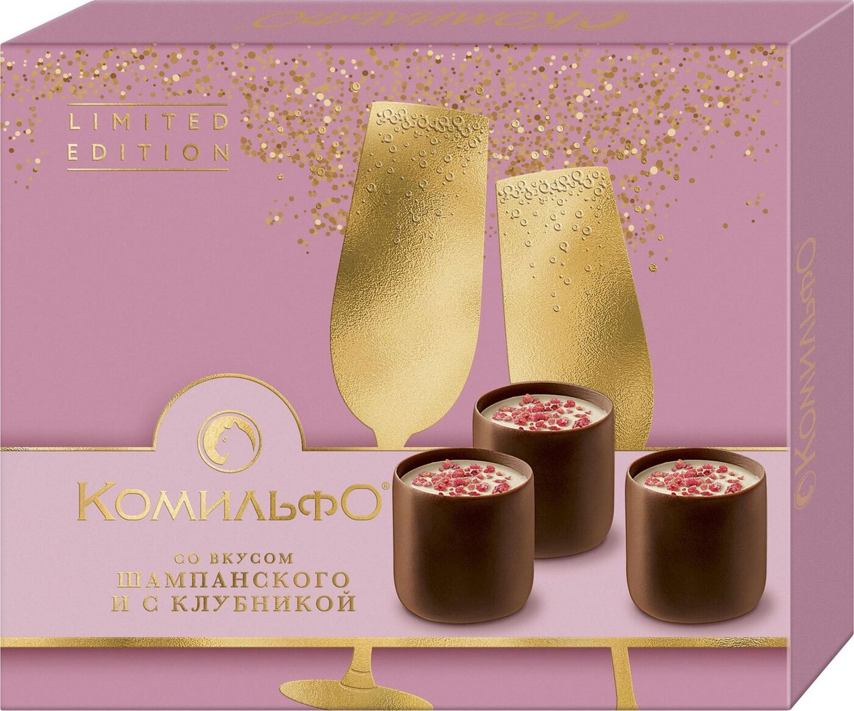 Конфеты Комильфо шоколадные с клубникой и с двухслойной начинкой со ...