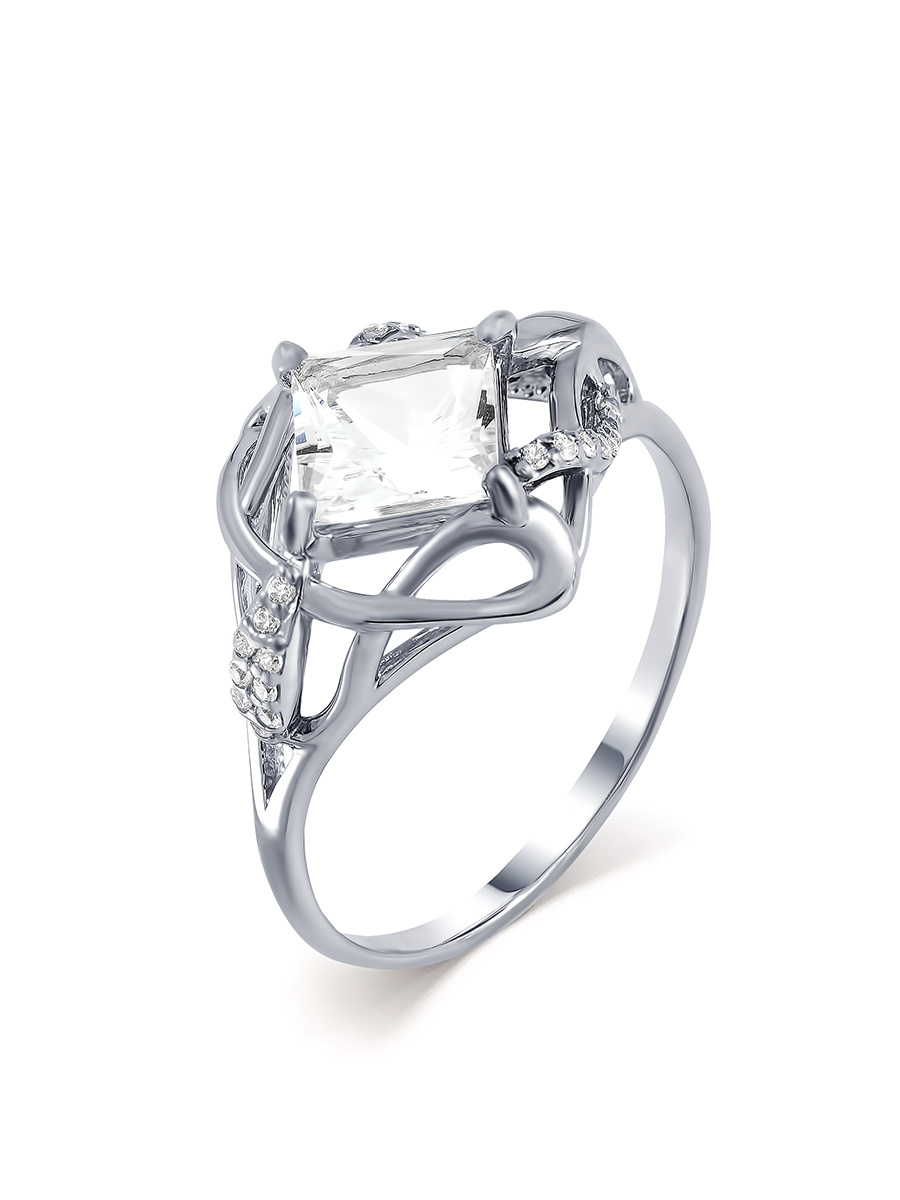 VG jewelry Кольцо из серебра 925 пробы с фианитом, горным хрусталем