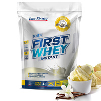 Протеин сывороточный для набора мышечной массы Be First First Whey Protein Instant 900 гр, ванильное мороженое / спортивное питание протеин сывороточный для похудения для женщин и для мужчин. Спонсорские товары
