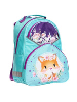 Школьный портфель, рюкзак для девочки с эргономичной спинкой, "Лиса", 37х26х13 см, бирюзовый. Спонсорские товары