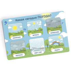 Обучающий интерактивный плакат "Какая сегодня погода?" с NFC метками. Развивающая игра для детей. Развивающие игрушки