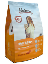 Сухой корм KARMY Hair & Skin Лосось для кошек, поддерживающий здоровье кожи и шерсти 1,5кг. . Karmy Special Line 😺