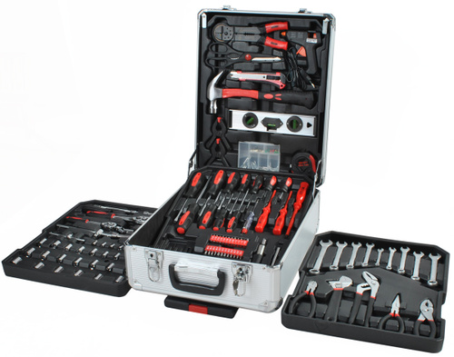 nabor instrumenta dlya remonta avto evrika er tk186 186 predmetov v alyuminievom chemodane s kolesami