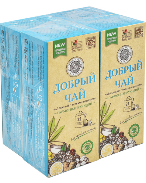 Чай Фабрика Здоровых продуктов "Добрый чай" гармонизирующий, 4 пачки по ...