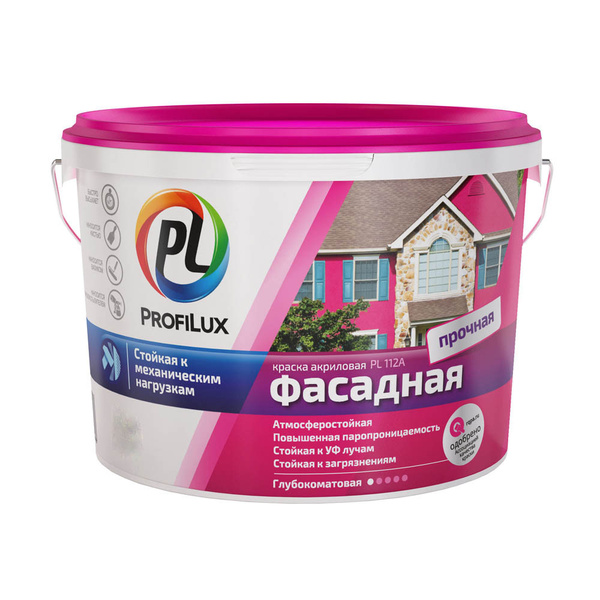 Краска Profilux PL-112А, Акриловая, Глубокоматовое покрытие, белый ...
