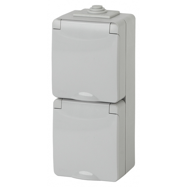 Розетка двойная 11-2607-03 ЭРА IP65, 16A-250В, ОУ, серый ЭРА - купить ...