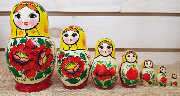 Матрешка Вятская традиционная "Россиянка", 7 мест, ручная работа, h 15 ...
