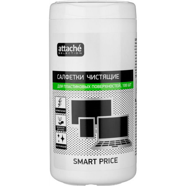 Attache Selection Салфетки чистящие Smart Price, влажные, 100 штук в ...