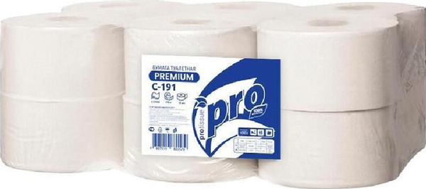 Бумага туалетная для диспенсера Protissue 2 слоя,170м 12 рулонов С191 ...