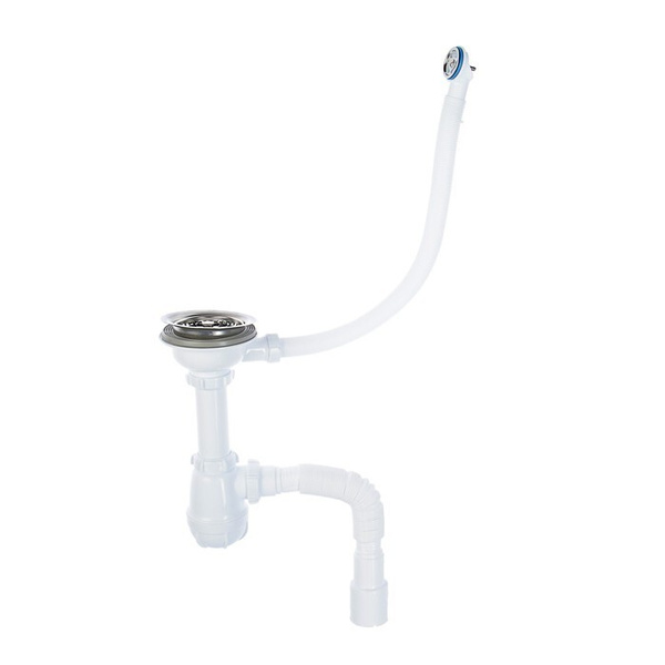 Сифон для мойки Aquant, 3 1/2", с гибкой трубой 40х40/50 мм, круглый ...