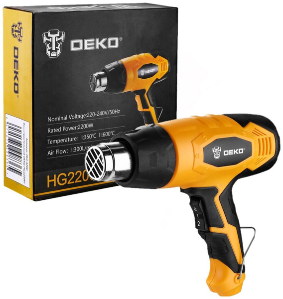 Строительный фен DEKO HG2200W черно-желтый - купить по выгодной цене в интернет-