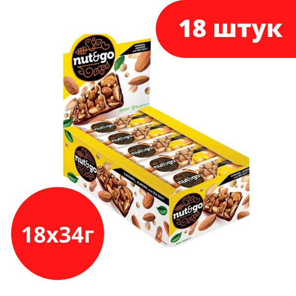 Батончик Nut and Go миндальный, 34 г (упаковка 18 шт.) — купить в ...
