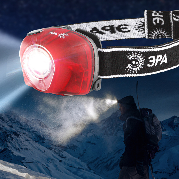 Фонарь налобный светодиодный G3W ЭРА на батарейках мощный туристический ...