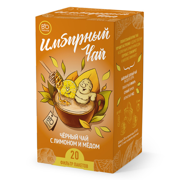 Чай BIONATIONAL имбирный черный с лимоном и медом 1,7 г 20 ф/п - купить ...