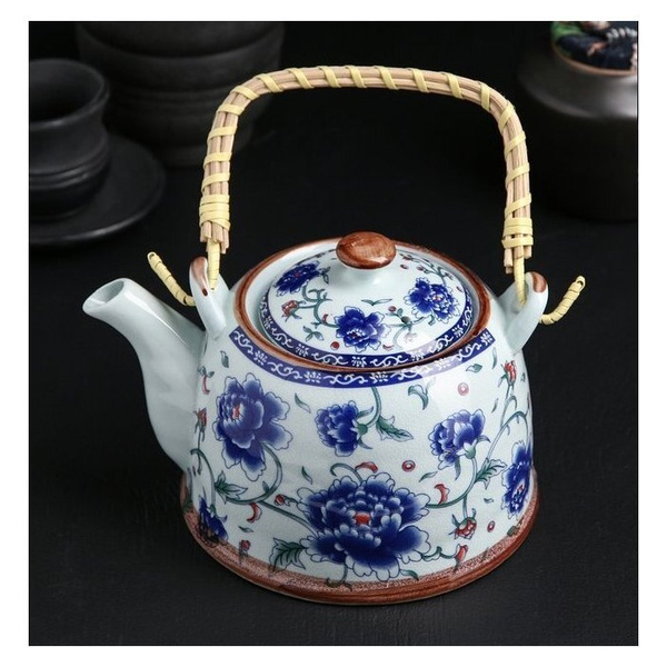 Чайник заварочный 550 мл керамический с ситом и бамбуковой ручкой ...