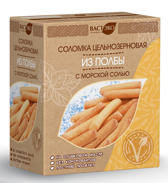Соломка цельнозерновая из полбы с морской солью, 150 г - купить с ...