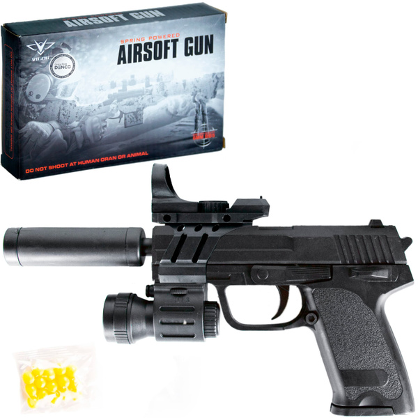 Детский пистолет пневматический Airsof Gun с прицелом, глушителем ...