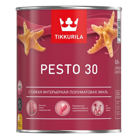 Эмаль Tikkurila Pesto 30_A Гладкая, Алкидная, Полуматовое покрытие ...
