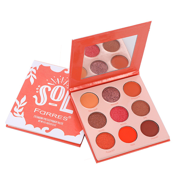 Farres cosmetics Тени для век 9-ти цветные Sol, персиковая палитра ...
