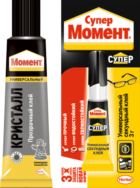 Клей Контактный Момент "Кристалл", 30 мл + Клей Секундный Супер Момент ...