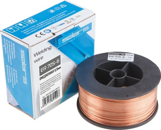 Проволока сварочная 0,8 мм омедненная SOLARIS ER 70S-6 1 кг (WM-ER70S6 ...