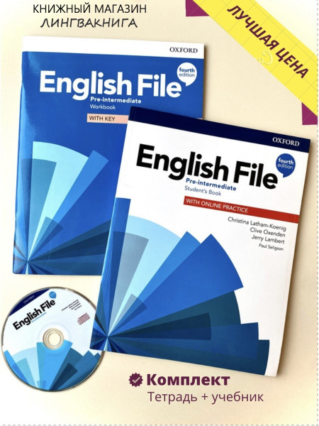 English File Pre-intermediate КОМПЛЕКТ Учебник+Тетрадь+CD (4th edition ...