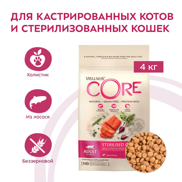 Сухой корм CORE для стерилизованных кошек и кастрированных котов, из ...