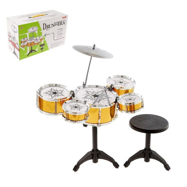 Барабанная установка КНР \"Золотое время\" 5 барабанов, 2 палочки ...