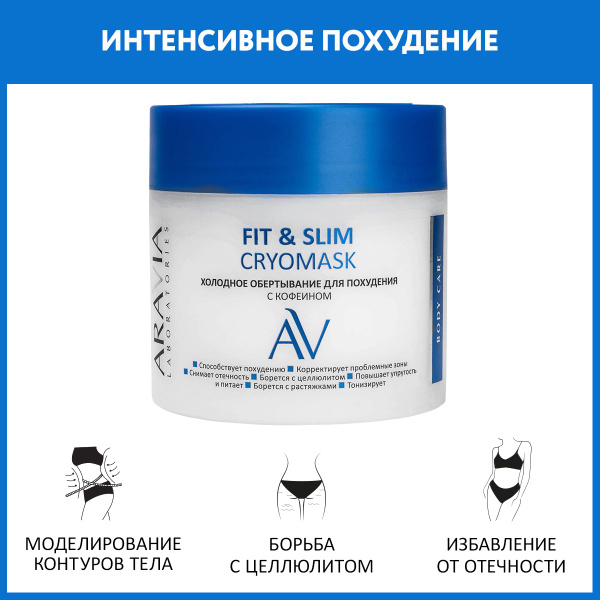ARAVIA Laboratories Холодное обертывание для похудения с кофеином Fit ...