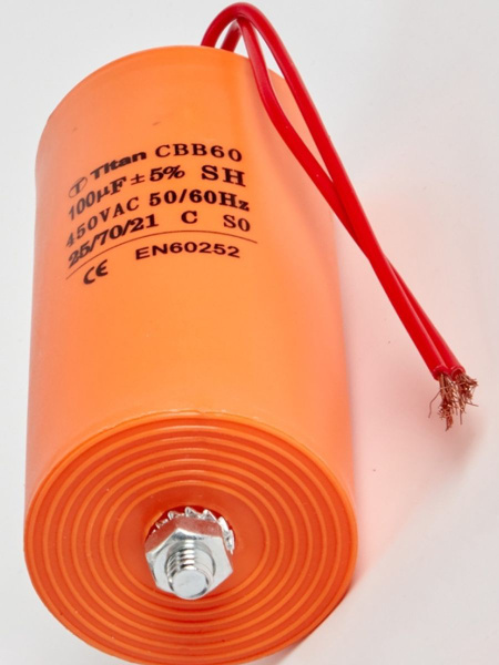 Конденсатор( пусковой/ рабочий) СВВ60 100мкФ 450В, с проводами и ...