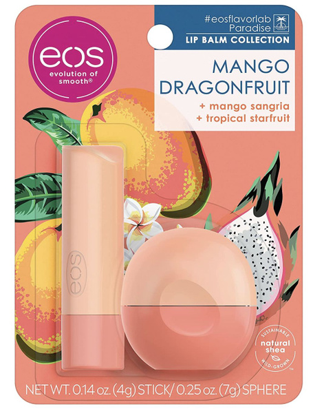 EOS Набор бальзамов для губ Манго и Патахайя, США, 11г - купить с ...
