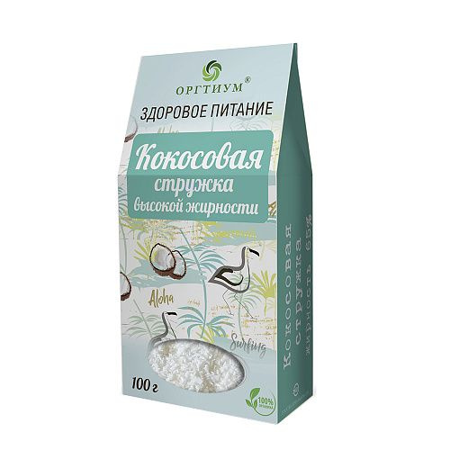 Кокосовая стружка высокой жирности 65% Оргтиум, 100 г, 1 упаковка ...