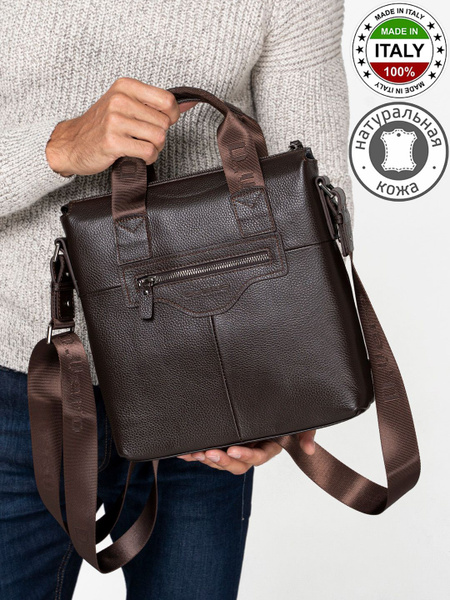 Сумка для документов мужская кожаная натуральная через плечо А5 Италия ...