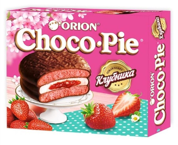 Choco Pie Печенье, Клубника, 12 шт, 360 г - купить с доставкой по ...