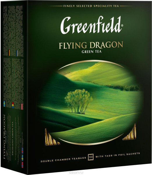 Greenfield Чай зеленый Flying Dragon, 100 пакетиков по 2 г - купить с ...
