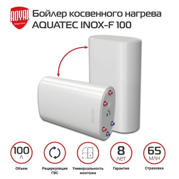 Бойлер косвенного нагрева Royal Thermo AQUATEC INOX-F 100 настенный ...